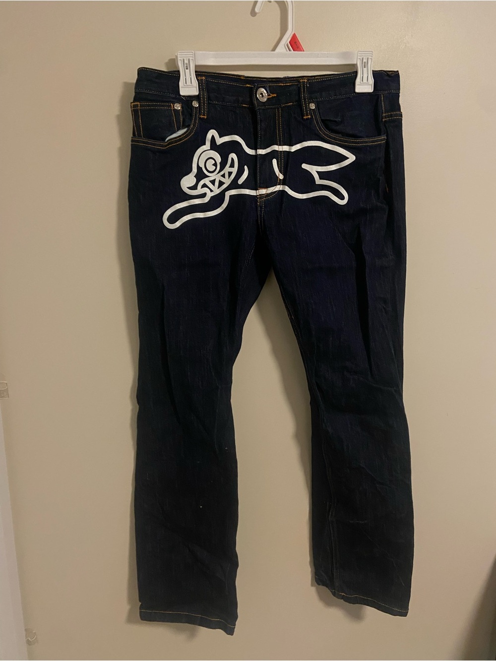 Icecream Men's Navy Straight Jeans with White Graphic